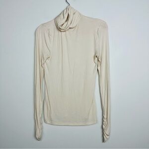 Fabletics Cream Turtle Neck Ribbed Knit Long Sleeve Top Size XS